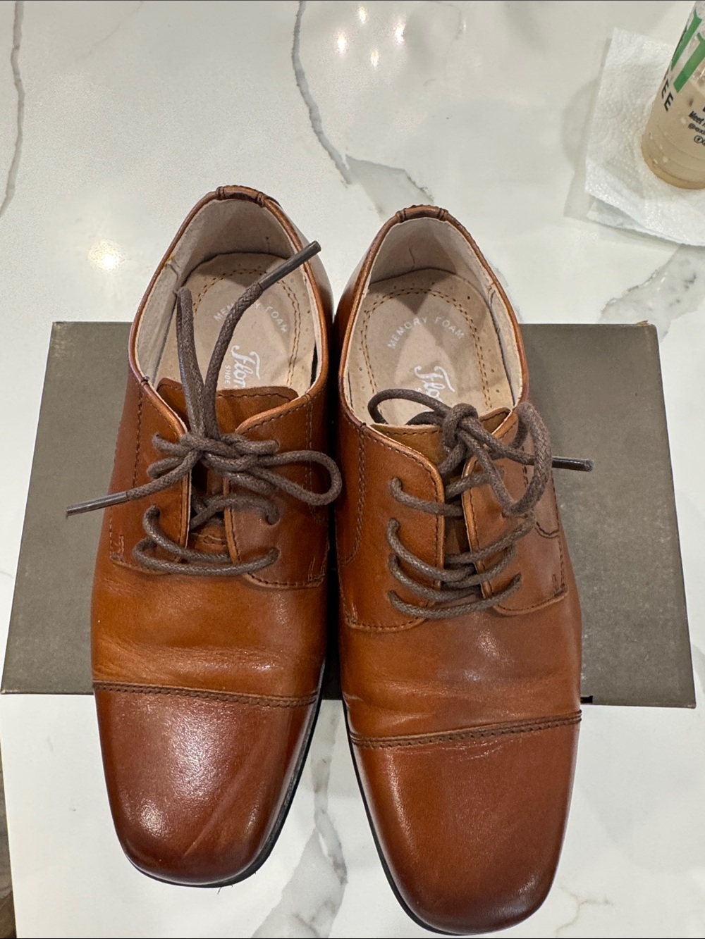 Florsheim Men's Cognac Brown Leather Lace-Up Oxfords